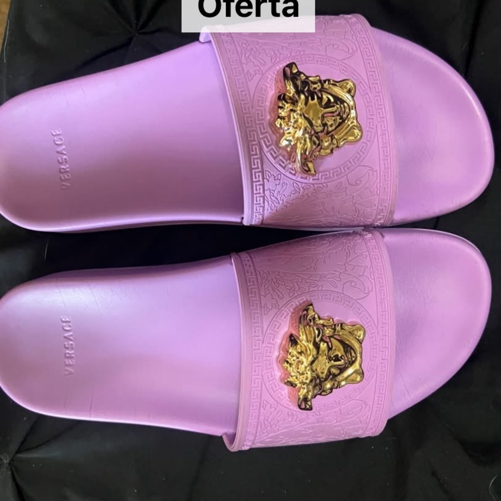 Versace Purple and Gold Women's Slides